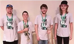  ?? Submitted photo ?? ■ Students who recently attended Jazz Camp at the University of Arkansas at Monticello included Troy Mckaskie, bass, Myron Nix, trombone, Owen Ray, trumpet, and Thomas Ross, trombone. Not pictured is Daiana Bulbarela-hernandes, saxophone.