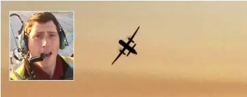  ??  ?? This frame grab taken from footage filmed by bystander John Wauldron, shows an empty passenger airplane stolen from the Seattle-Tacoma airport. (Inset) Richard Russell. — AFP photo