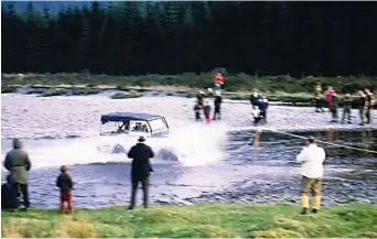  ??  ?? Brian Bashall tackles the water splash in VAA during one of the Senior Service Hill Rallies