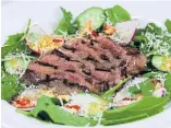  ??  ?? Thai-style sour and spicy Wagyu beef steak salad.