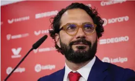  ?? Photograph: Europa Press Sports/Europa Press/Getty Images ?? Víctor Orta has returned to Sevilla as sporting director after eight years in England.