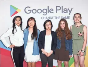  ?? GOOGLE ?? The five teenage finalists of Google’s Change the Game Design Challenge. The games’ availabili­ty coincides with National STEAM Day.