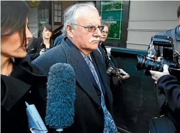  ??  ?? Fraudster David Ross pictured leaving Wellington District Court after his second appearance on fraud charges.
