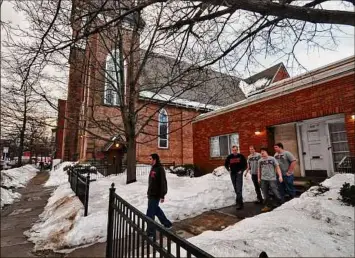  ?? Philip Kamrass / Times Union archive ?? Rensselaer Polytechni­c Institute's Phi Sigma Kappa fraternity, pictured here in 2011 after it purchased the former St. Francis de Sales church, has revived its grant program to benefit the Mt. Ida community in Troy.