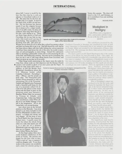  ?? ?? Arts Review, Vol XLII No 14, 13 July 1990, page 381, ‘Venice: The Biennale’, by Michael Petry