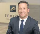  ?? /Supplied ?? Turning things around: Nic Morris, CEO of Texton Property, and his team have internalis­ed management of the group and worked hard to reduce the group’s loanto-value.