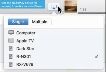  ??  ?? Choose an AirPlay device (or several) from this menu in iTunes