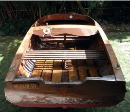  ?? ?? ABOVE Jon Wallsgrove is restoring this classic river launch and wants to provide it with electric outboard power