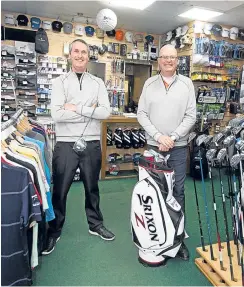  ?? Picture: Paul Reid. ?? Gordon McLeod and Lee Sutherland at Ron McLeod’s Golf Shop in Monifieth.