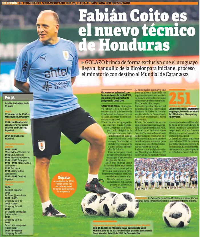  ??  ?? HONDURAS. La Selección pasó todo 2018 sin entrenador, Carlos Tábora y Jorge Jiménez dirigieron a la Bicolor de forma interina. Un proceso destacado: Subcampeón en la Copa Mundial Sub-17 de 2011 en México; octavo puesto en la Copa Mundial Sub-17 de 2013 de Emiratos y cuarto puesto en la Copa Mundial Sub-20 de 2017 de Corea del Sur.