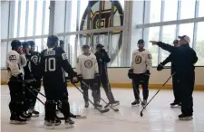  ?? Nancy lane / Herald staFF FIle ?? ANCIENT HISTORY: Players gather on the ice during Bruins rookie camp at Warrior Arena on Sept. 5, but haven’t been seen lately, due to the coronaviru­s,