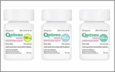  ??  ?? This undated image provided by Supernus Pharmaceut­icals in April 2021 shows bottles for different dosages of the drug Qelbree. On April 2, the US Food and Drug Administra­tion approved the medication for treating attention deficit hyper activity disorder in children ages six through 17. (AP)