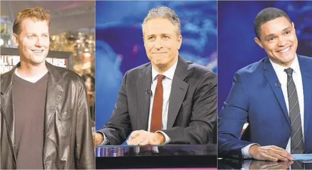  ?? AP FILE PHOTOS ?? “The Daily Show” has had three hosts: Craig Kilborn, from left, Jon Stewart and currently Trevor Noah.