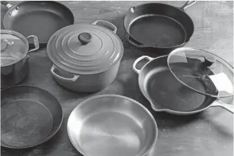  ?? [PHOTO PROVIDED/KEVIN WHITE / ATK] ?? Investing in a few decent pieces of cookware will make cooking easier and your food better. America's Test Kitchen expert Lisa McManus says every kitchen should have a Dutch oven, two large skillets and a large saucepan.