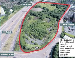  ??  ?? The overview of the Hollinwood Junction developmen­t area by Oldham council and developers Langtree