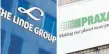  ?? FOTO: DPA ?? Logos der deutschen Linde AG und der US-Firma Praxair: Die USKartellb­ehörde hat einer Fusion der beiden Industrieg­aseherstel­ler zugestimmt.