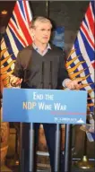  ?? STEVE MacNAULL/The Okanagan Weekend ?? B.C. Liberal Party leader Andrew Wilkinson is the guest speaker at the Kelowna Chamber of Commerce lunch at the Coast Capri Hotel on Tuesday.