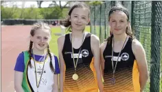  ??  ?? U-14 Discus: In third was Rachel O’Toole of Kilcoole AC, first was Hannah Kelly of Bray Runners, second was Eleanor Foot of Bray Runners.