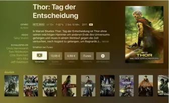  ??  ?? Während die Auswahl an 4K-hdr-inhalten auf UHD Blu-ray Filmfans wunschlos glücklich machen dürfte, liefern Streaming-anbieter wie Apple nicht immer 4K-hdr-qualität. Zum Testzeitpu­nkt wurden Filme von Disney nur in Hd-sdr-qualität gestreamt