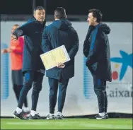  ?? FOTO: FC BARCELONA ?? Luis Enrique, Unzué y Barbarà, sonrientes