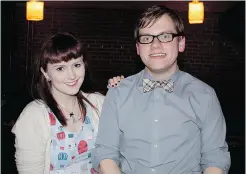  ??  ?? Arielle Demchuk and editor Matthew Stepanic at the Glass Buffalo launch party at Dewey’s Pub at the University of Alberta.