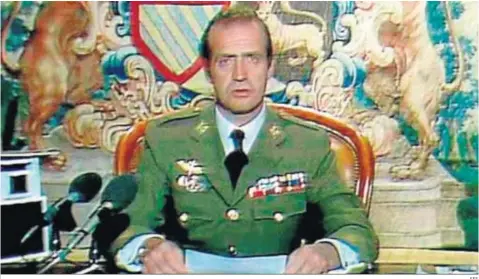  ?? EFE ?? El rey Juan Carlos I, en el mensaje en que comunicaba las órdenes que había dado a la cúpula militar.