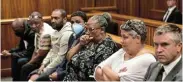  ?? Picture: EUGENE COETZEE ?? IN THE DOCK: Fraud and corruption accused, from left, Mhleli Tshamase, Walter Shaidi, Fareed Fakir, Rukaard Abrahams, Andrea Wessels, Nadia Gerwel and attorney David le Roux, in the Gqeberha high court during an earlier appearance