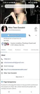  ?? ?? Another screenshot from the official page used by the fake Miss Eswatini pageant.
MORE ON POPIA ACT