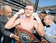  ?? Picture: GETTY IMAGES ?? FISTS OF FURY: Australia’s Jeff Horn celebrates beating Manny Pacquiao, of the Philippine­s, in their WBO welterweig­ht championsh­ip title fight yesterday