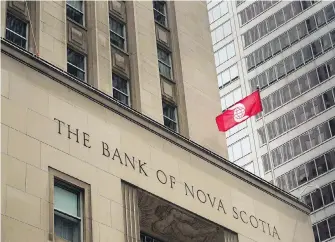  ??  ?? The Bank of Nova Scotia’s corporate headquarte­rs in Toronto’s financial district.