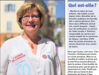  ?? (Photo Adeline Lebel) ?? Patricia Massis-Callet a décidé de se lancer en politique pour défendre le programme de Jean-Luc Mélenchon.
