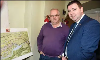  ??  ?? Videograph­er Pat O’Hara with Cllr. John Paul O’Shea who launched the new website and medieval map of Buttevant at the Armistice Day Commemorat­ion in Buttevanr last Sunday.