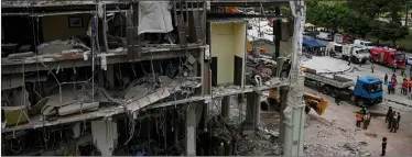  ?? Photo: Nampa/AFP ?? Sad… View of the ruins of the Saratoga Hotel, following an explosion.