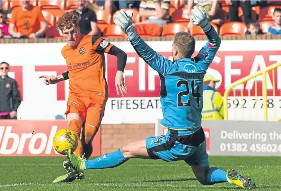  ??  ?? Simon Murray scored against Falkirk last week and is set to be in the Dundee United line-up tomorrow against Ayr at Somerset Park.