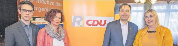 ?? RP-ARCHIVFOTO: CHRISTOPH REICHWEIN ?? Sie gehen für die CDU bei der Landtagswa­hl ins Rennen (von links): Nicolas Back, Silvia Lynn, Frank Heidenreic­h und Petra Vogt.