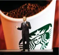  ?? JASON REDMOND/AFP/GETTY IMAGES ?? Starbucks CEO Howard Schultz joined the company when the chain was tiny and focused mainly on selling coffee beans; it is now a global empire.