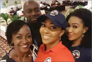  ??  ?? L-R: Kate Henshaw, Segun Arinze and others at the Talent-hunt event... recently