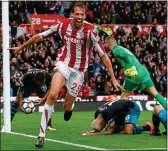  ??  ?? LAST GASP: Peter Crouch tapped in from point-blank range for Stoke’s winner with five minutes to spare