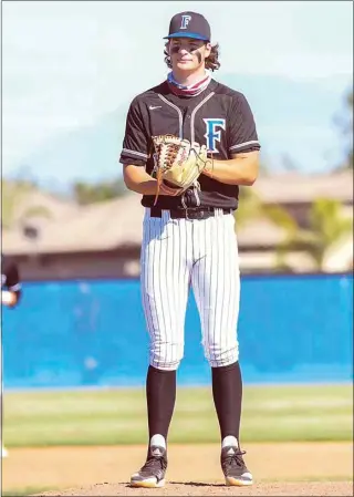  ?? COURTESY OF KURT SOMMERFELD ?? Frontier left-hander Hudson Barrett, who had never pitched past the fifth inning in four previous varsity starts, tossed a no-hitter on Thursday in an 18-0 victory over Bakersfiel­d High.