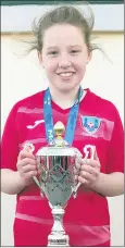  ?? ?? Sophie Doyle won the Munster Cup Sunday with Cork Reds. They had 4 games, which were 20 minutes long. Each team played each other and the top 2 progressed to the final. Cork Red beat Cork Whites on penalties after a close game.