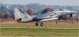  ??  ?? US Air National Grand F-15C takes off on mission from Starokosty­antyniv Air Base