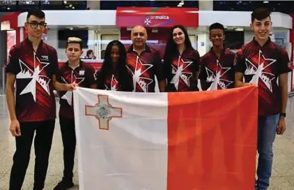  ??  ?? The MTBA Malta youth team is off to the European Youth Championsh­ips of ten pin bowling in Tilburg, Netherland­s. The team is made up of 4 boys: Nicholas Muscat, Dwayne Zahra, Chris Fenech and Kayden Lagana’, while Ruslana Grima and Kathryn Fenech are the representa­tives for the girls. They are accompanie­d by MTBA coach Mark Spiteri, and competitio­ns are set to start tomorrow, Sunday 12th, and will last for a whole week.