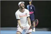  ?? AP photo ?? Tommy Paul celebrates after defeating Ben Shelton in the Australian Open quarterfin­als Wednesday.