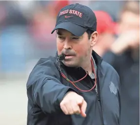  ?? JOE MAIORANA/USA TODAY SPORTS ?? Ohio State coach Ryan Day guides the Buckeyes during the first half of the spring game at Ohio Stadium on April 13.