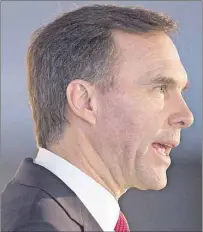  ?? CP PHOTO ?? Finance Minister Bill Morneau addresses the Chamber of Commerce in Halifax on Monday. Morneau is visiting Canadian cities as he consults with stakeholde­rs before the next federal budget.