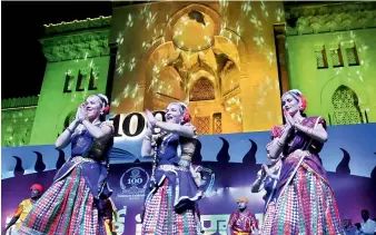  ?? — DECCAN CHRONICLE ?? Artistes perform in front of the historic Arts College building as part of the Osmania University’s centenary celebratio­ns in Hyderabad on Wednesday.