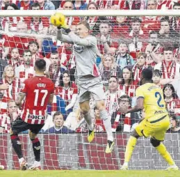  ?? ?? Partido muy sólido de Filip Jörgensen en San Mamés, clave para el Villarreal.