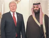  ?? MARK WILSON, GETTY IMAGES ?? President Trump and Saudi Deputy Crown Prince Mohammed bin Salman meet at the White House in March. Saudi diplomats have downplayed any friction.