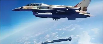  ??  ?? A RAMPAGE air-to-surface supersonic missile is fired from an F-16 fighter jet.