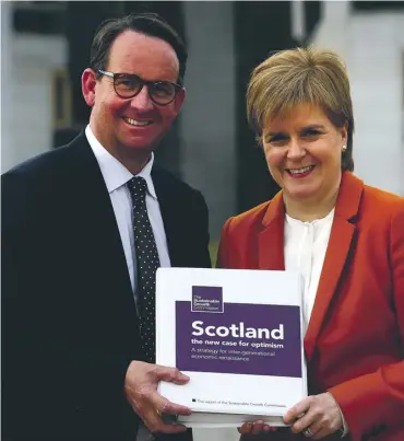  ??  ?? Growth Commission report author Andrew Wilson with Nicola Sturgeon